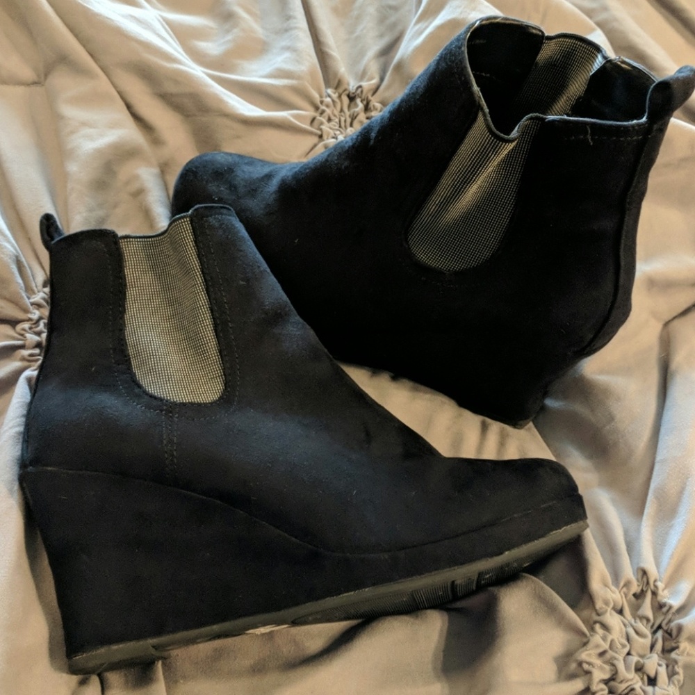 Slip On Wedge Booties